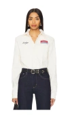 Enchante Corduroy Chainstitch Buttonup In Cream