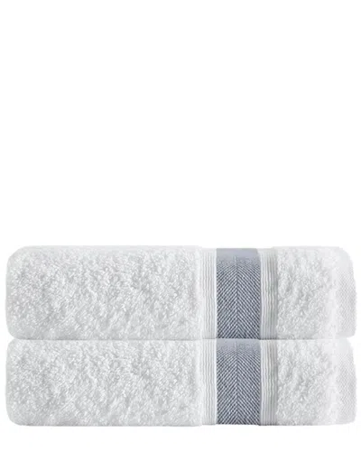 ENCHANTE HOME DEPERA HOME SET OF 2 UNIQUE ANTHRACITE STRIPE BATH TOWELS