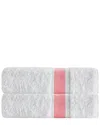 Enchante Home Set Of 2 Unique Salmon Stripe Turkish Cotton Bath Towels