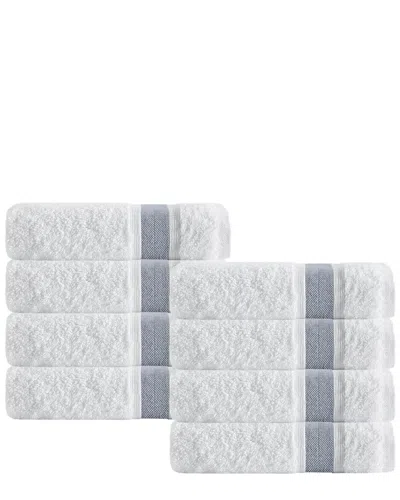 ENCHANTE HOME DEPERA HOME SET OF 8 UNIQUE ANTHRACITE STRIPE HAND TOWELS