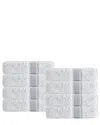 Enchante Home Set Of 8 Unique Silver Stripe Hand Towels