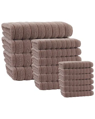 Enchante Home Vague Turkish Cotton 16pc Towel Set In Beige