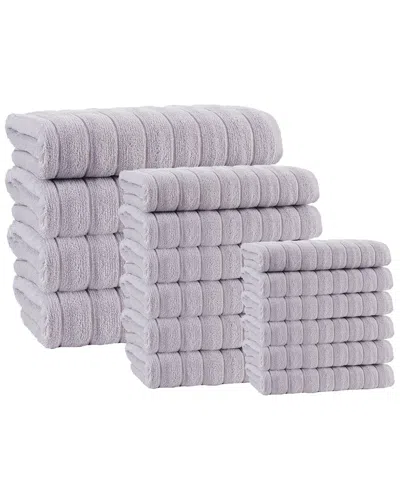 Enchante Home Vague Turkish Cotton 16pc Towel Set In Silver