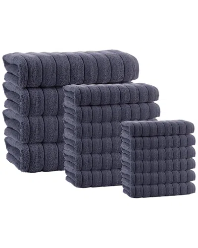 Enchante Home Vague Turkish Cotton 16pc Towel Set In Silver