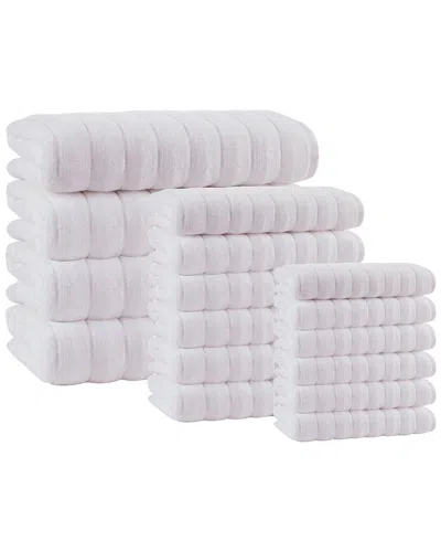Enchante Home Vague Turkish Cotton 16pc Towel Set In White