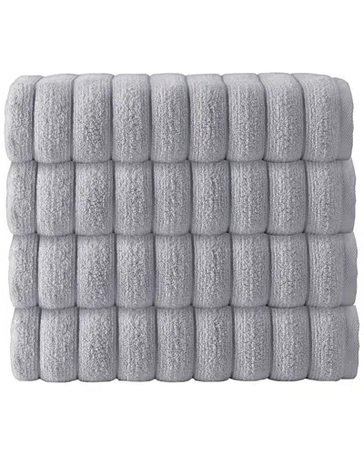 Enchante Home Vague Turkish Cotton 4pc Hand Towels In Silver
