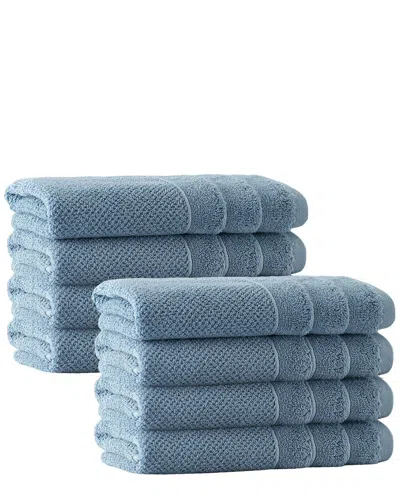 Enchante Home Set Of 8 Veta Hand Towels In Blue
