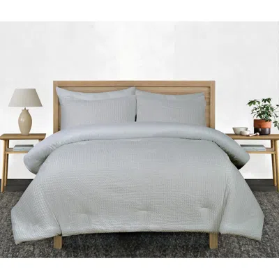 Enchante King 3-piece Waffle Knit Comforter Set In Grey
