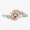 Enchanted Fine Jewelryâ By Disney Belle (i,i2) Womens 1/8 Ct. T.w. Lab Grown White Diamond 14k Rose Gold Over Silver Beauty And The Be In Pink