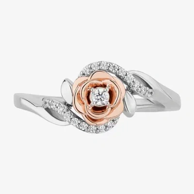 Enchanted Fine Jewelryâ By Disney Belle (i,i2) Womens 1/8 Ct. T.w. Lab Grown White Diamond 14k Rose Gold Over Silver Beauty And The Be