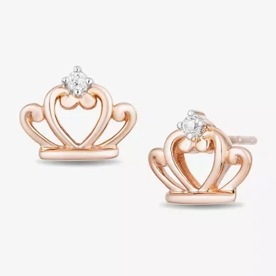 Enchanted Fine Jewelryâ By Disney Diamond Accent Natural White Diamond Accent 14k Rose Gold Over Silver Sterling Silver 8mm Princess S