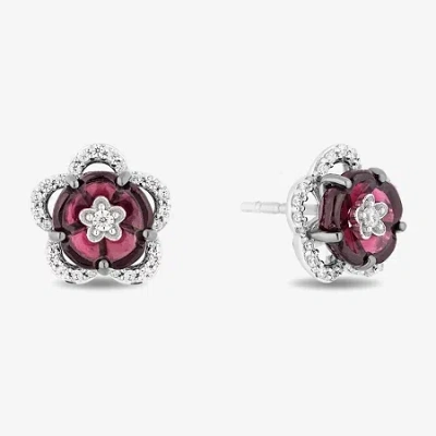 Enchanted Fine Jewelryâ By Disney Enchanted Disney Fine Jewelry 1/5 Ct. Genuine Red Rhodolite Sterling Silver 10mm Flower Princess Mul In Metallic