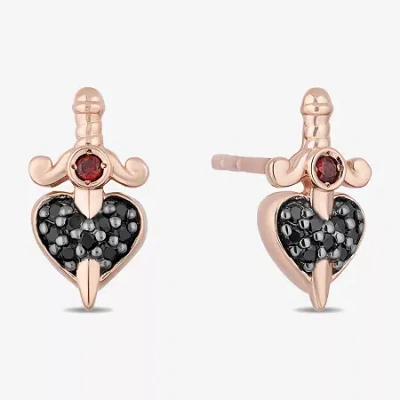 Enchanted Fine Jewelryâ By Disney Enchanted Disney Fine Jewelry 1/8 Ct. T.w. Genuine Red Garnet 10k Rose Gold 12.6mm Evil Queen Stud E In Multi