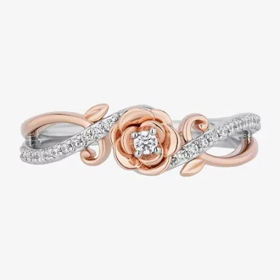 Enchanted Fine Jewelryâ By Disney Enchanted Disney Fine Jewelry Belle (i,i2) Womens 1/6 Ct. T.w. Lab Grown White Diamond 14k Rose Gold