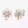 Enchanted Fine Jewelryâ By Disney Enchanted Disney Fine Jewelry Diamond Accent Lab Created White Opal 10k Rose Gold Sterling Silver 10 In Multi
