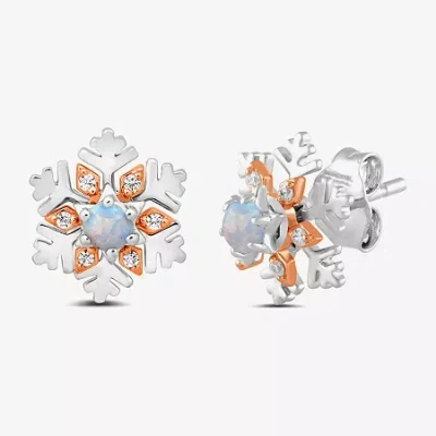 Enchanted Fine Jewelryâ By Disney Enchanted Disney Fine Jewelry Diamond Accent Lab Created White Opal 10k Rose Gold Sterling Silver 10 In Metallic