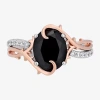 Enchanted Fine Jewelryâ By Disney Enchanted Disney Fine Jewelry Maleficent (i,i2) Womens 1/8 Ct. T.w. Genuine Black Onyx 14k Rose Gold In Black