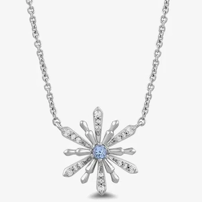 Enchanted Fine Jewelryâ By Disney Enchanted Disney Fine Jewelry Womens 1/10 Ct. T.w. Genuine Blue Aquamarine Sterling Silver 17 1/2 In In Metallic