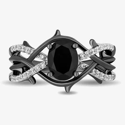 Enchanted Fine Jewelryâ By Disney Enchanted Disney Fine Jewelry Womens 1/5 Ct. Genuine Black Onyx Sterling Silver Oval Maleficent Side