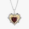Enchanted Fine Jewelryâ By Disney Enchanted Disney Fine Jewelry Womens 1/6 Ct. T.w. Genuine Red Garnet 14k Gold Over Silver Heart 18 I In Transparent