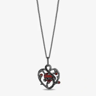 Enchanted Fine Jewelryâ By Disney Enchanted Disney Fine Jewelry Womens 1/6 Ct. T.w. Genuine Red Garnet Sterling Silver Heart 18 Inch P In Metallic