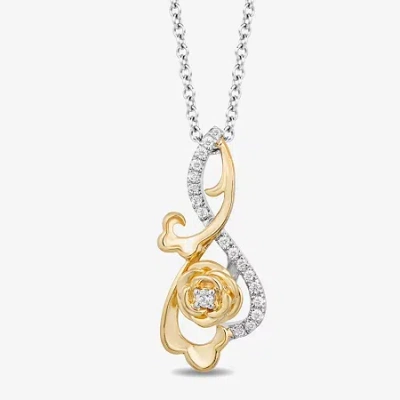 Enchanted Fine Jewelryâ By Disney Enchanted Disney Fine Jewelry Womens 1/6 Ct. T.w. Natural White Diamond 10k Gold Sterling Silver Flo In Multi