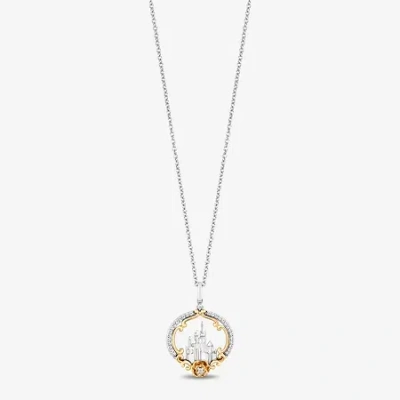 Enchanted Fine Jewelryâ By Disney Enchanted Disney Fine Jewelry Womens 1/6 Ct. T.w. Natural White Diamond 14k Gold Sterling Silver 16  In Metallic