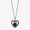 Enchanted Fine Jewelryâ By Disney Enchanted Disney Fine Jewelry Womens 1/8 Ct. T.w. Genuine Black Onyx Sterling Silver Heart 18 Inch P In Transparent
