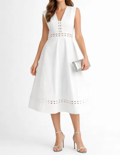 Endless Blu. Amalfi Lace Trim Midi Dress In White