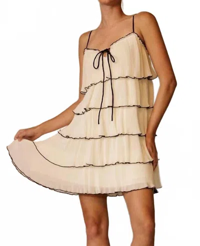 Endless Blu. Amelie Plisse Tiered Dress In Cream In Neutral