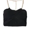 Endless Blu. Chain-embellished Halterneck Top In Black In Black