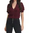 Endless Blu. Colby Puff Sleeves Sweater In Mulberry In Red