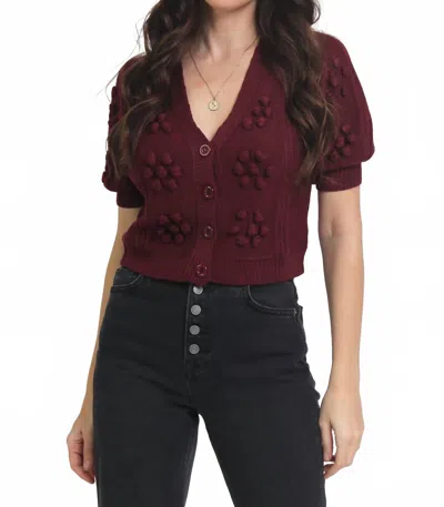Endless Blu. Colby Puff Sleeves Sweater In Mulberry In Red