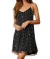Endless Blu. Cross Back Pearl Mini Dress In Black In Black