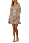 Endless Blu. Cutout Chiffon Babydoll Mini Dress In Cream/black In Neutral