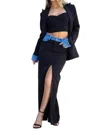 Endless Blu. Denim Spliced Maxi Skirt In Black In Black