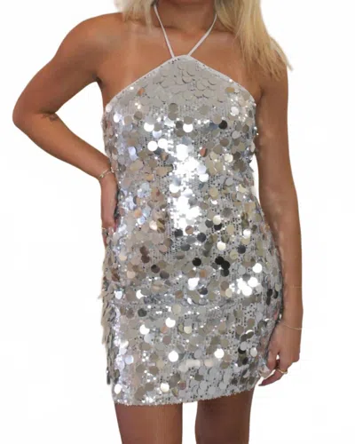 Endless Blu. Disco Diva Sequin Dress In Silver In Orange