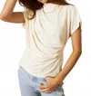 Endless Blu. Eliza Draped Tee In Cream In White