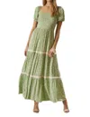 Endless Blu. Floral Print Maxi Dress In Pastel Green In Multi