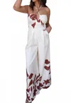 Endless Blu. Halter Jumpsuit In Cream/rust In White