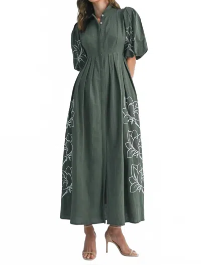 Endless Blu. Karis Maxi Dress In Forest-green