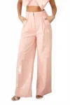 Endless Blu. Lexi Pleated Linen Pants In Pink In Pink