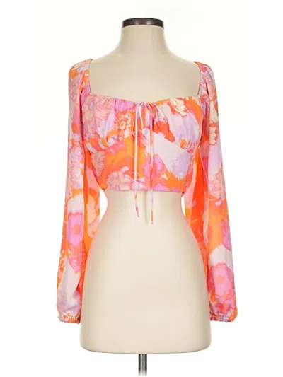 Endless Blu. Long Sleeve Blouse In Orange