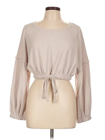 Pre-owned Endless Blu. Long Sleeve Top Tan Boatneck Tops In Brown