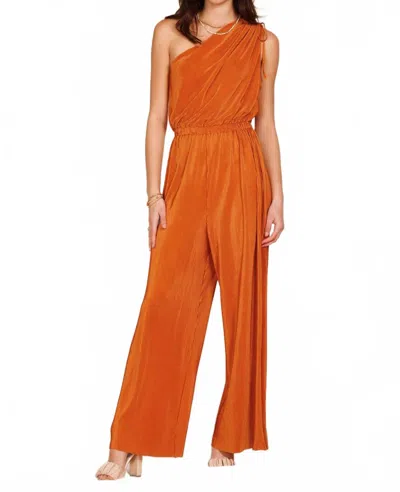 Endless Blu. Michelle One Shoulder Jumpsuit In Orange