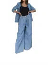 Endless Blu. Mindi Denim Blazer In Medium Wash In Blue