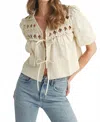 Endless Blu. Nova Tie-front Top In White In Pink