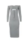 Endless Blu. Off-the-shoulder Cutout Midi Dress In Dusty Sage In Black