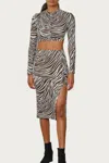 Endless Blu. Open-back Top And Midi Skirt Set In Seafoam/brown In Multi