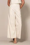 Endless Blu. Pearl Trimmed Wide Pants In Cream In White